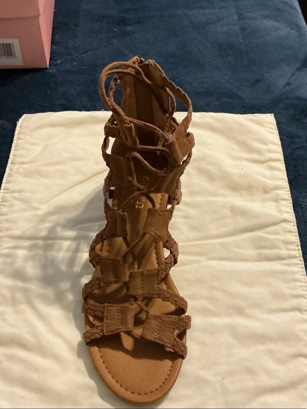 Crown Vintage Braided Strappy Gladiator Sandal - Tan Brown